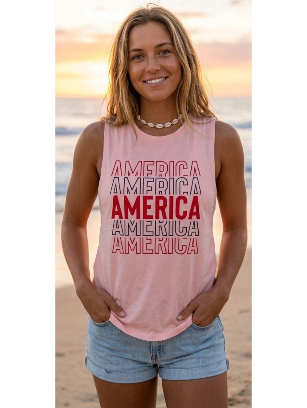 Isaac Morris America repeat tank top Coral Size L